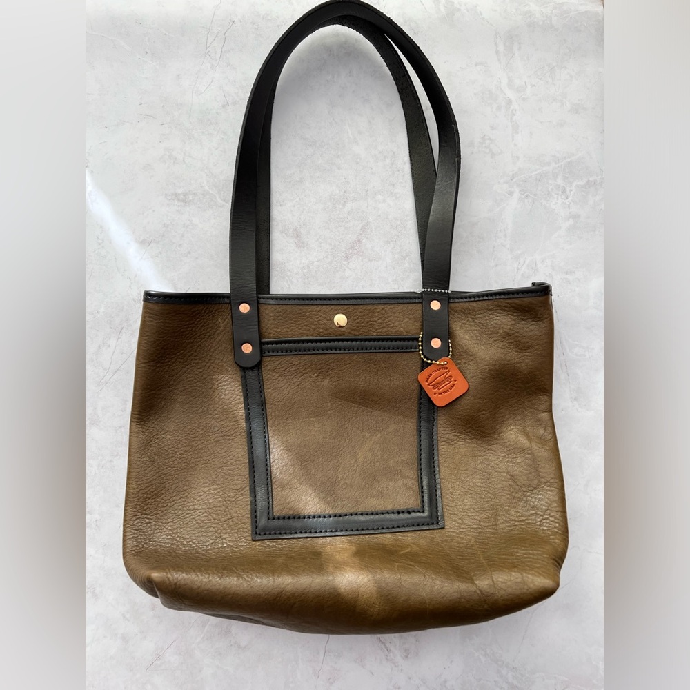 Smithwrx Green and Black Leather Tote Bag